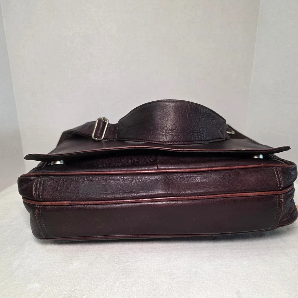 Piel Leather Messenger Bag Dark Brown Crossbody Flap Laptop Bag Made in Colombia